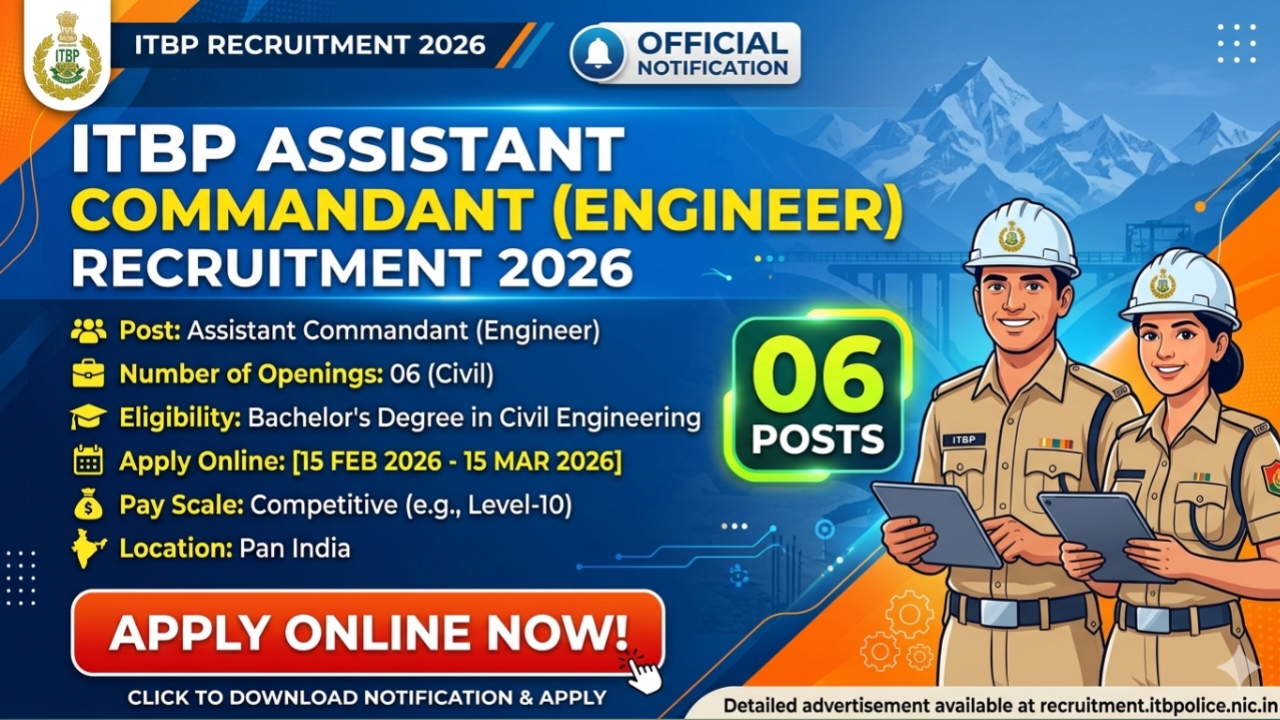 ITBP Assistant Commandant Engineer Recruitment 2026