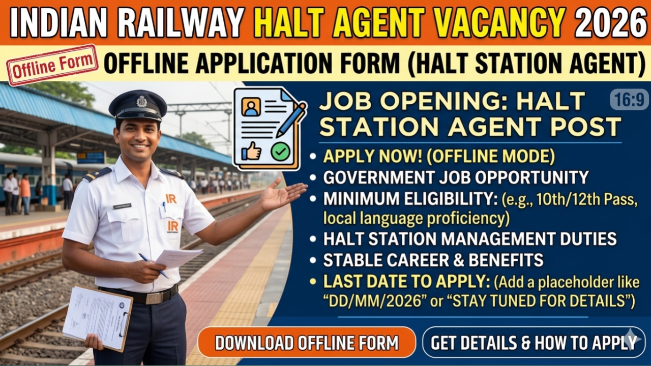 Indian Railway Halt Agent Vacancy 2026